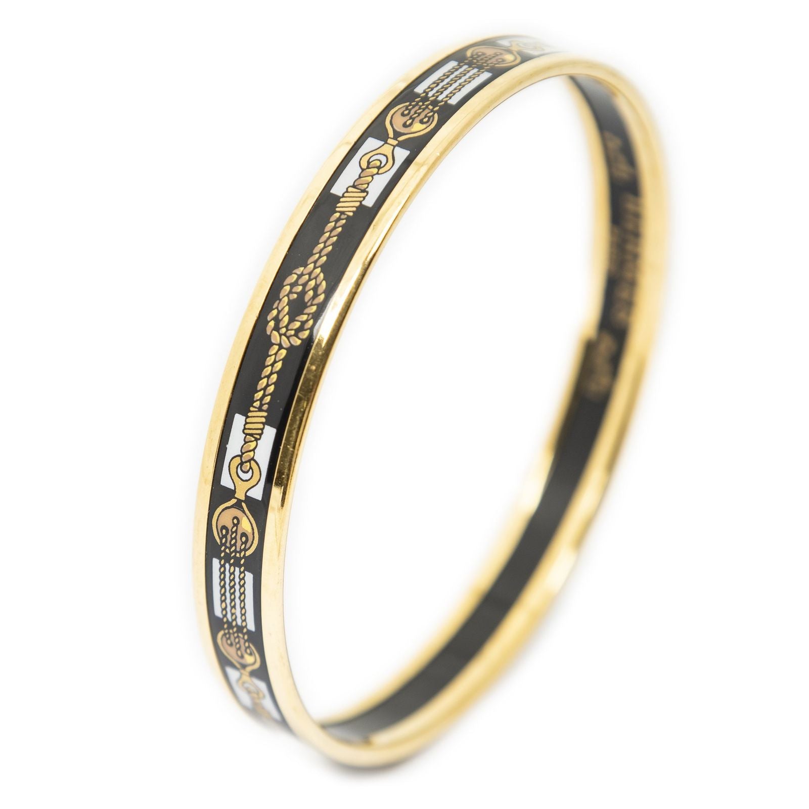 Hermes Enamel Bangle Black pumochi Bracelet