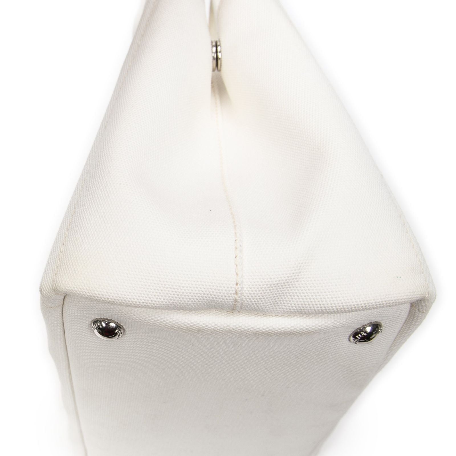 Prada Canapa Tote Ivory Grommet Canvasa — view 8