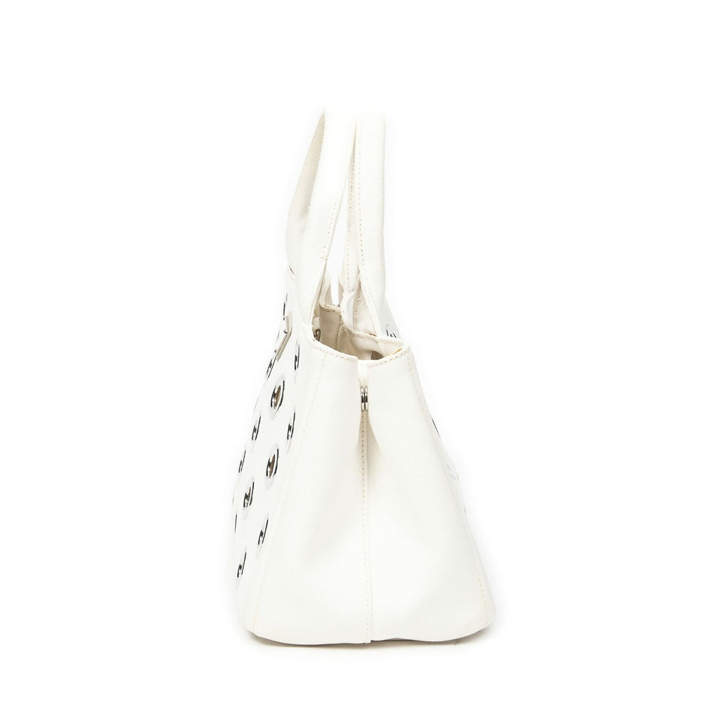 Prada Canapa Tote Ivory Grommet Canvasa — view 3