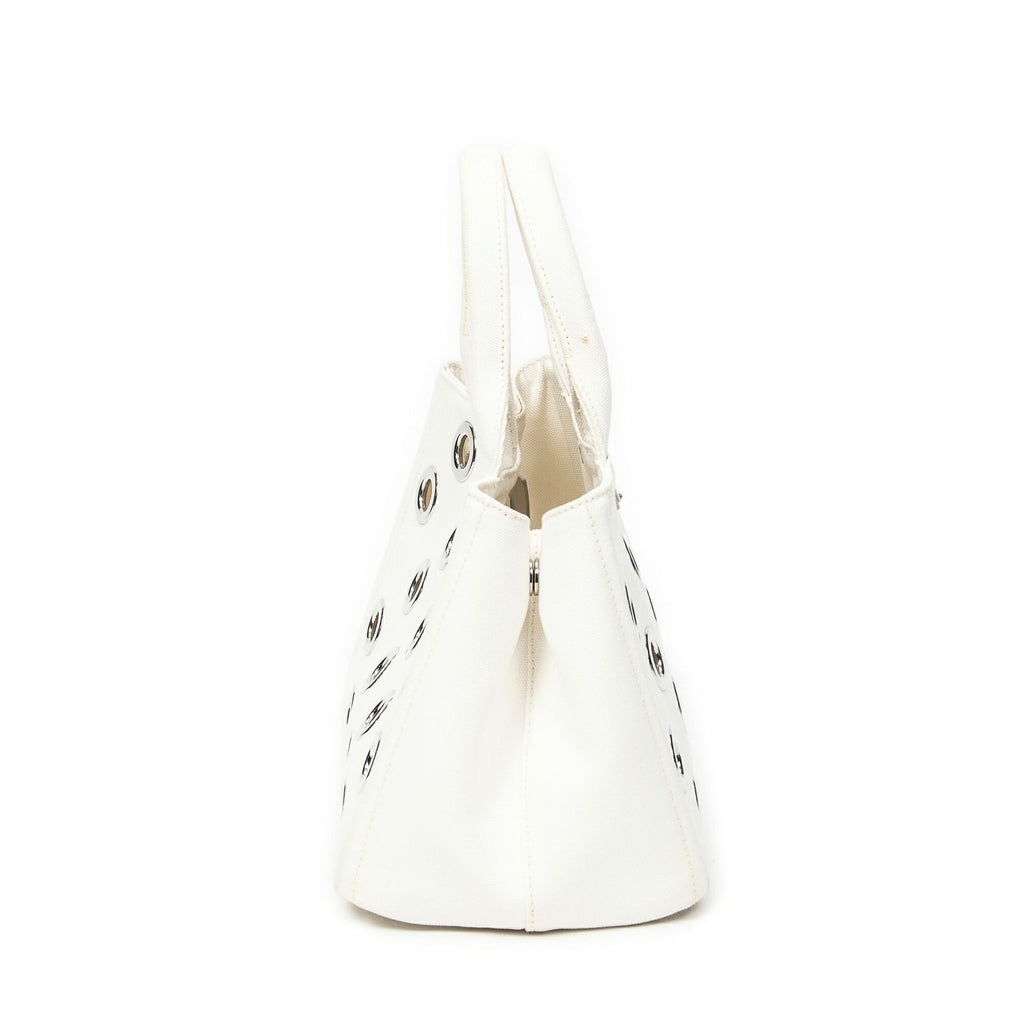 Prada Canapa Tote Ivory Grommet Canvasa — view 4