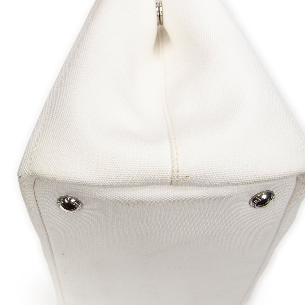 Prada Canapa Tote Ivory Grommet Canvasa — view 7