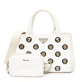 Prada Canapa Tote Ivory Grommet Canvasa