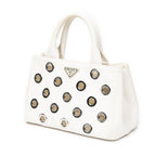 Prada Canapa Tote Ivory Grommet Canvasa — view 2