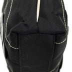 Prada Small Floral Applique Tote Black Bro Canvas — view 8