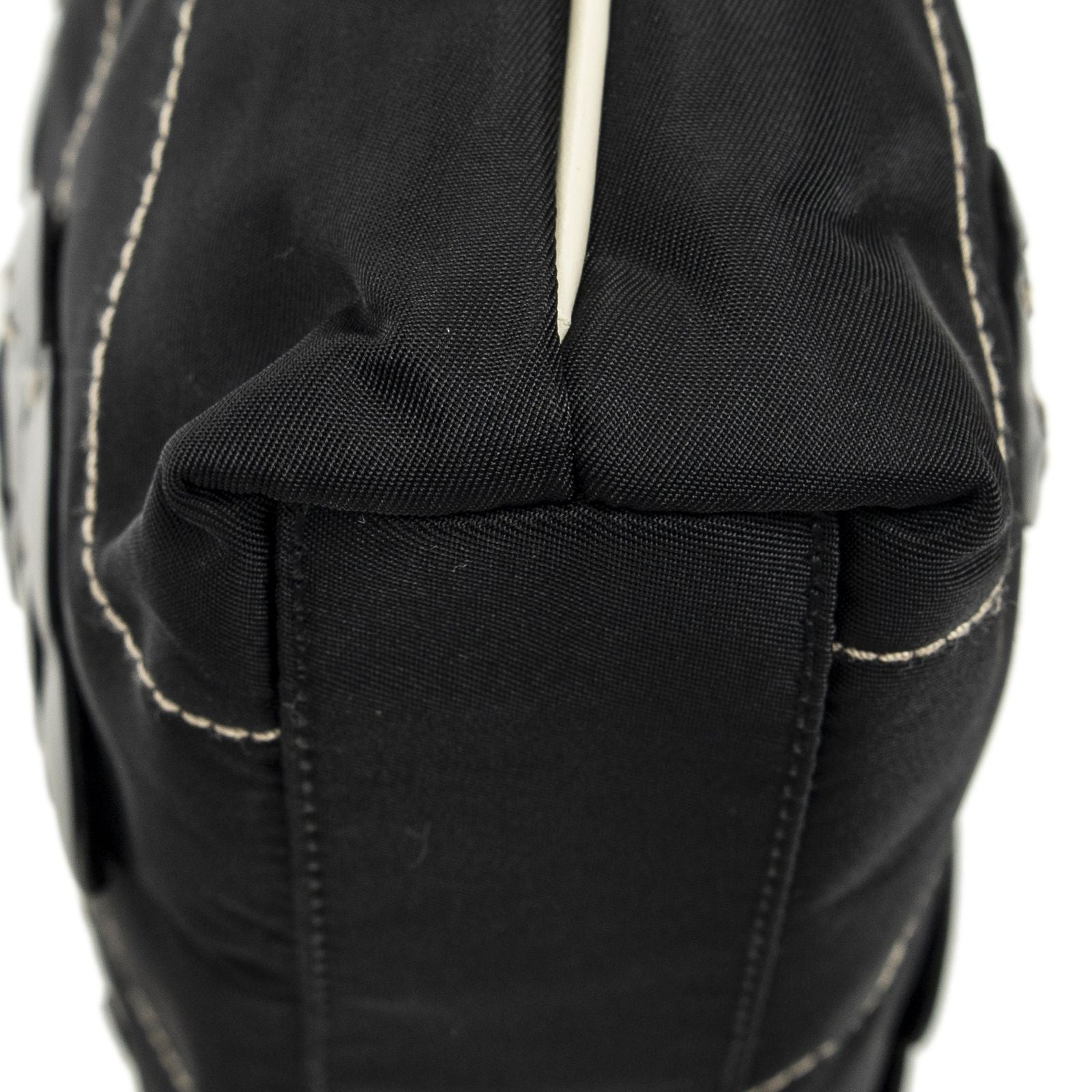 Prada Small Floral Applique Tote Black Bro Canvas — view 8