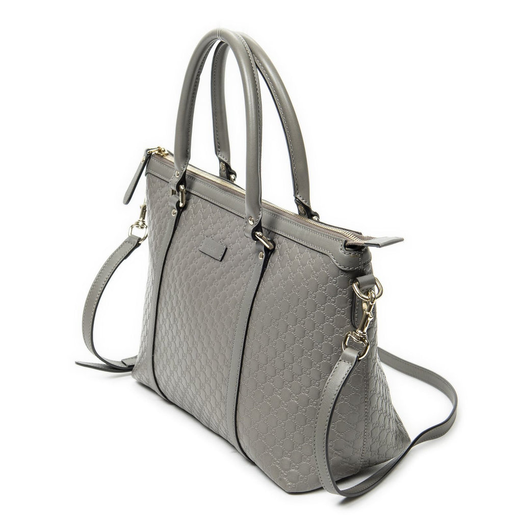 Gucci Convertible Satchel Gray Guccissima Leather — view 2