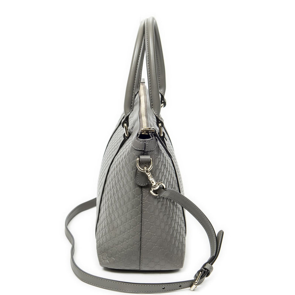 Gucci Convertible Satchel Gray Guccissima Leather — view 4