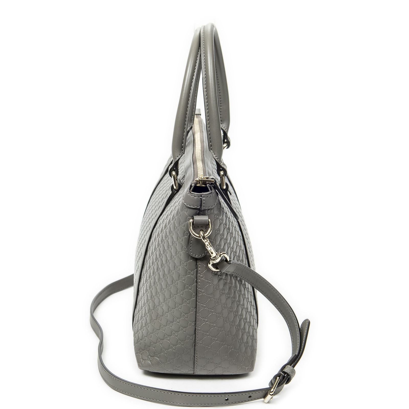 Gucci Convertible Satchel Gray Guccissima Leather — view 4