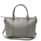 Gucci Convertible Satchel Gray Guccissima Leather — view 5