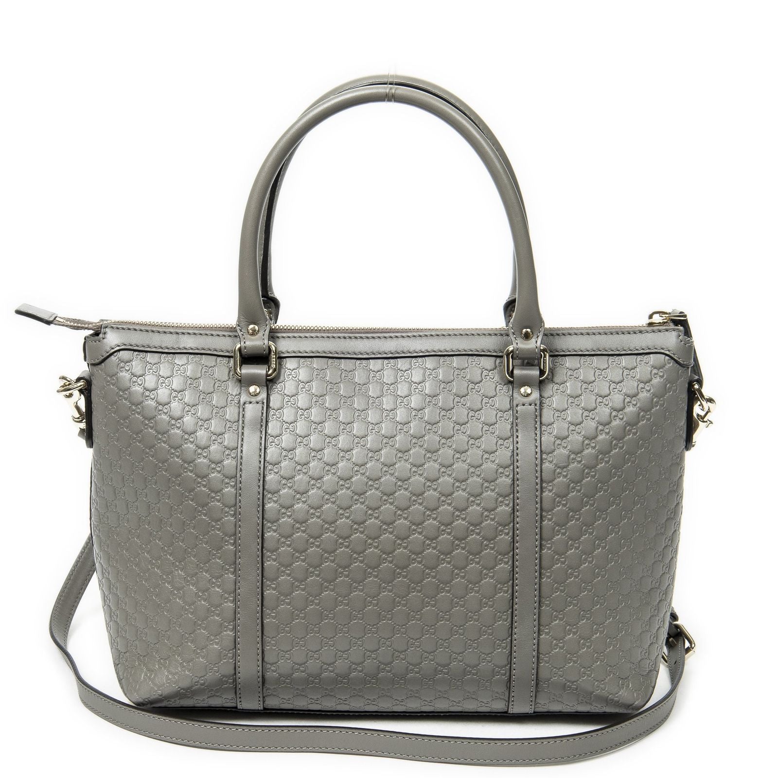Gucci Convertible Satchel Gray Guccissima Leather — view 5