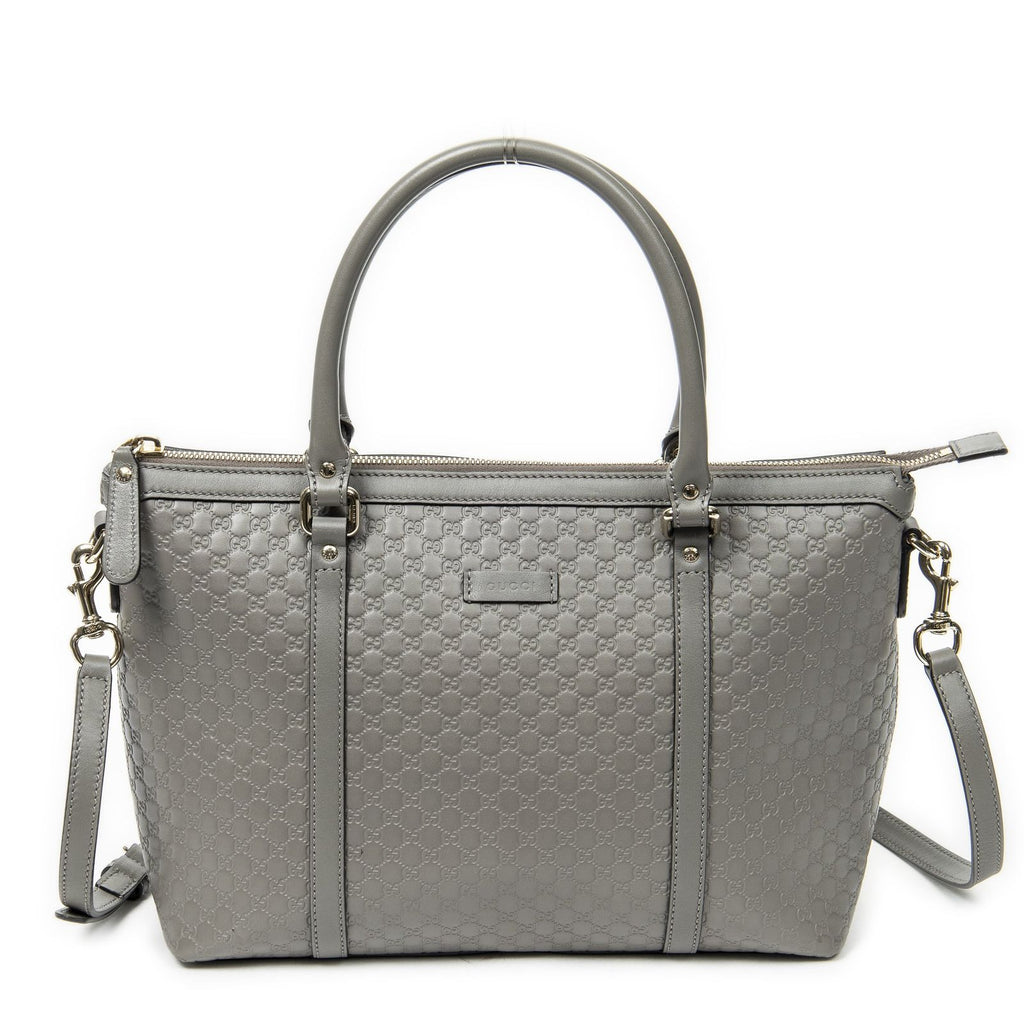 Gucci Convertible Satchel Gray Guccissima Leather