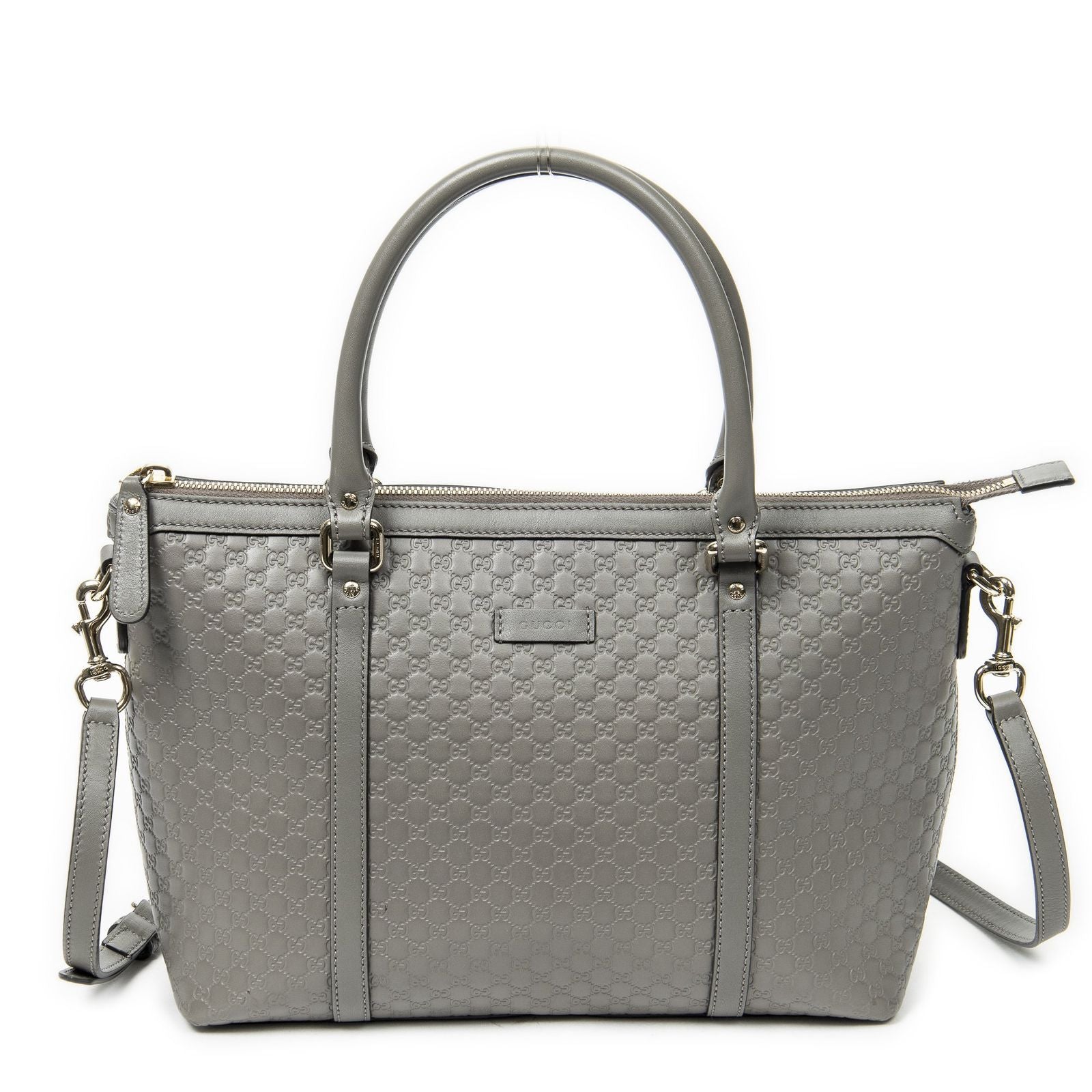 Gucci Convertible Satchel Gray Guccissima Leather