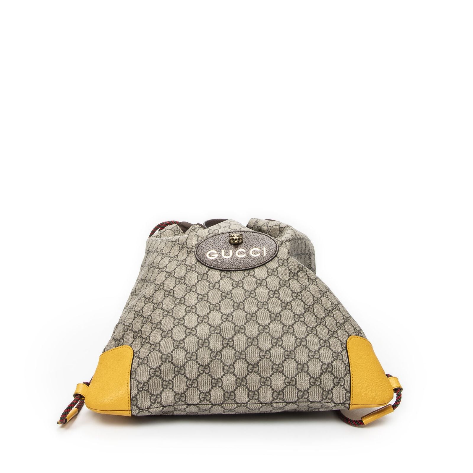 Gucci Drawstring Backpack Beige Brown Yellow Spuri Canvas — view 6