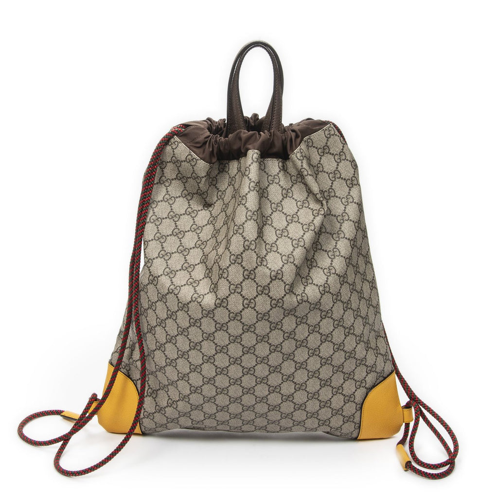Gucci Drawstring Backpack Beige Brown Yellow Spuri Canvas — view 5