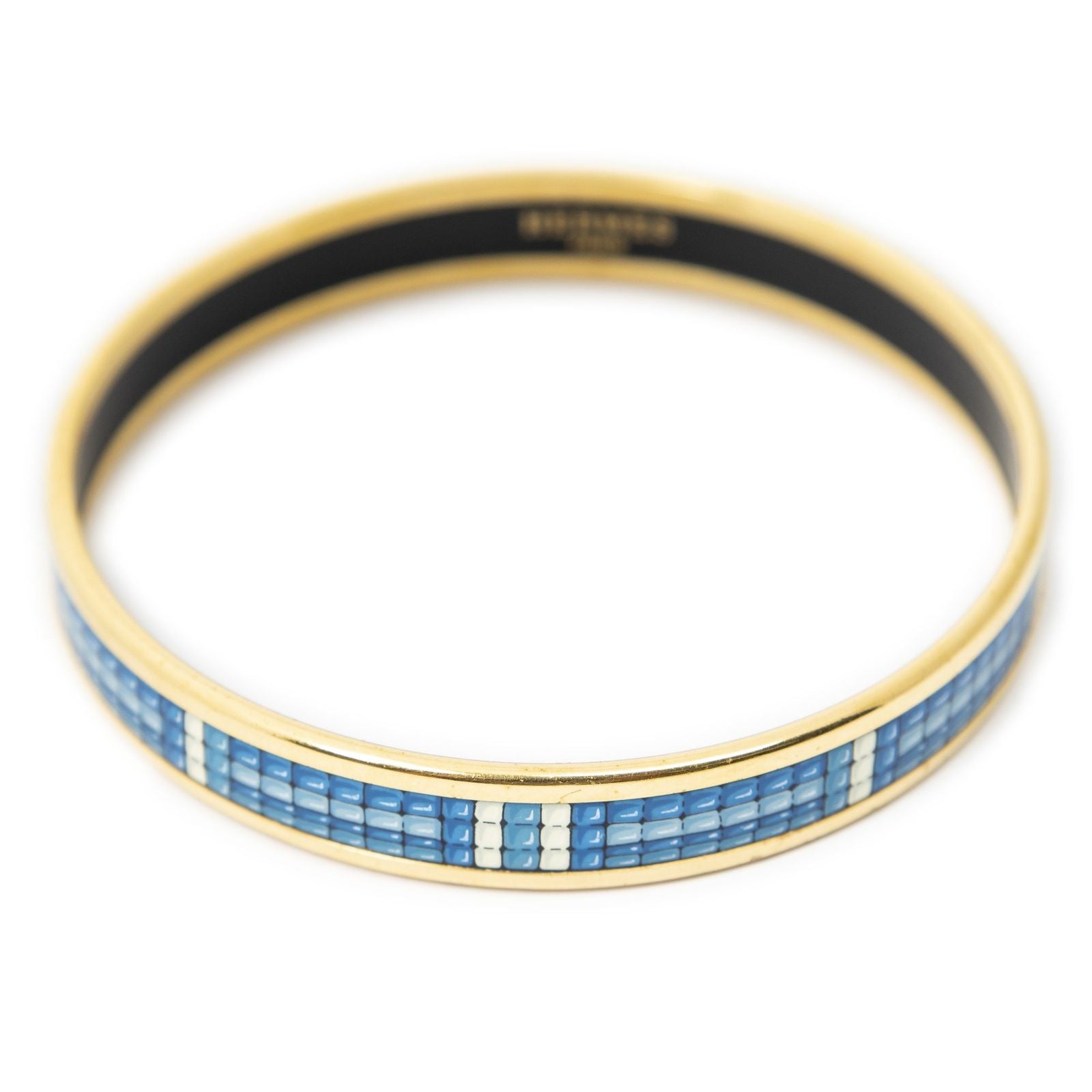 Hermes Enamel Bangle Blue Tiny Cubes Motifa Bracelet — view 2
