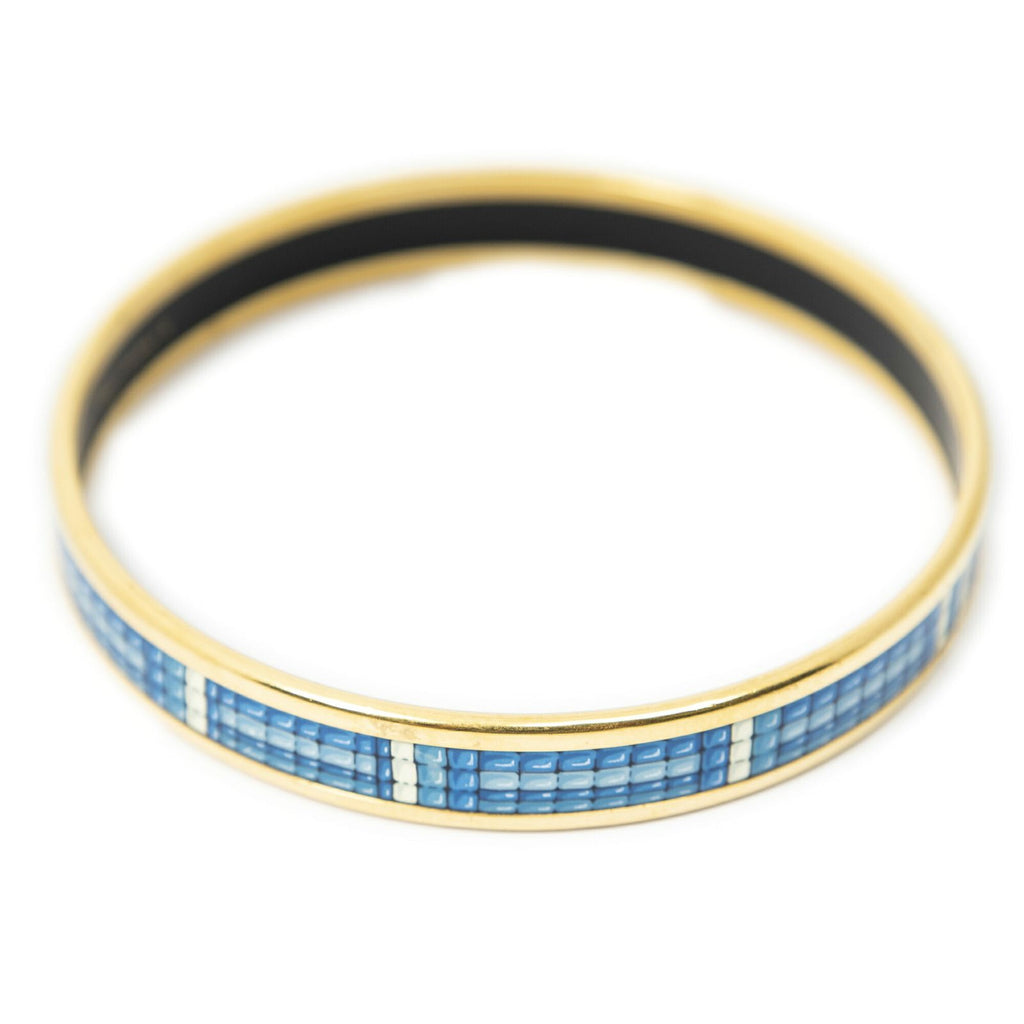Hermes Enamel Bangle Blue Tiny Cubes Motifa Bracelet — view 3