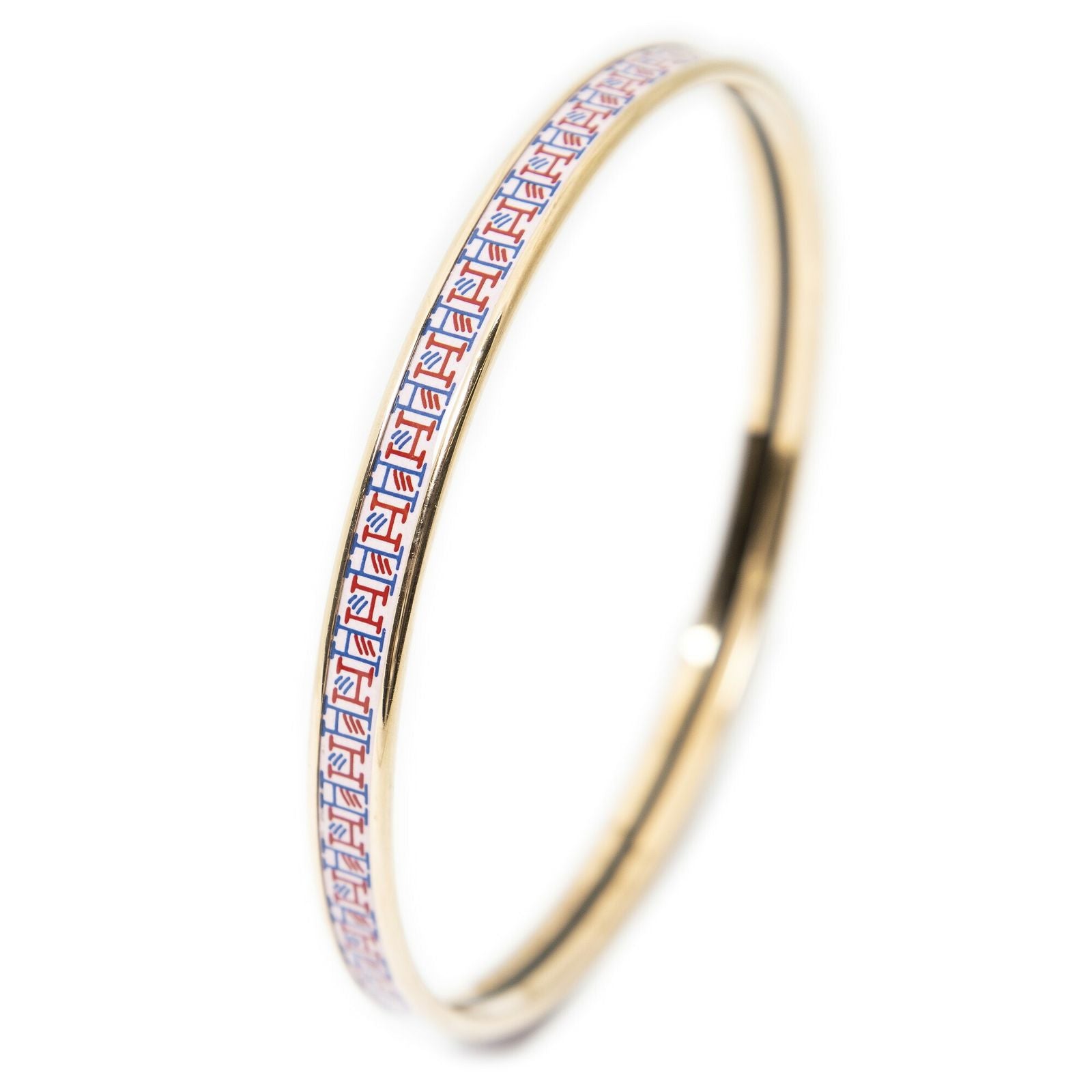 Hermes Enamel Bangle Pink Motif Bracelet