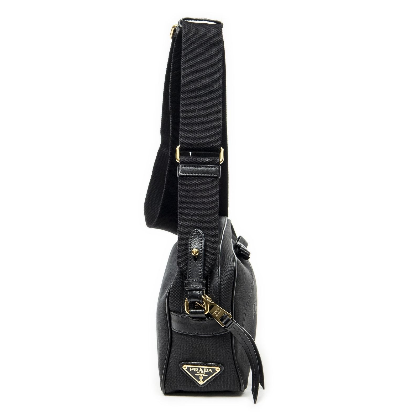 Prada Jacquard Logo Camera Bag Black Canvas — view 4