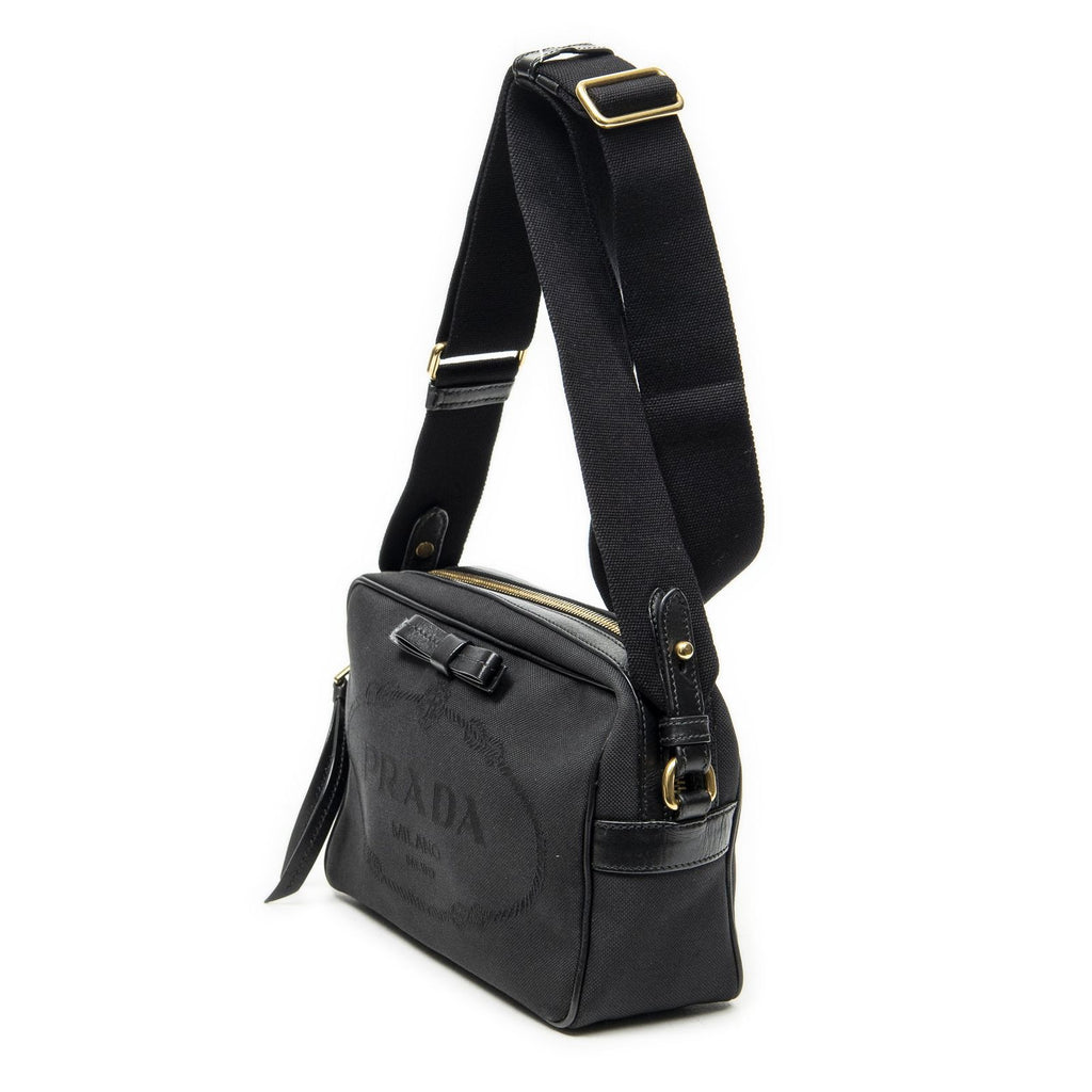 Prada Jacquard Logo Camera Bag Black Canvas — view 2