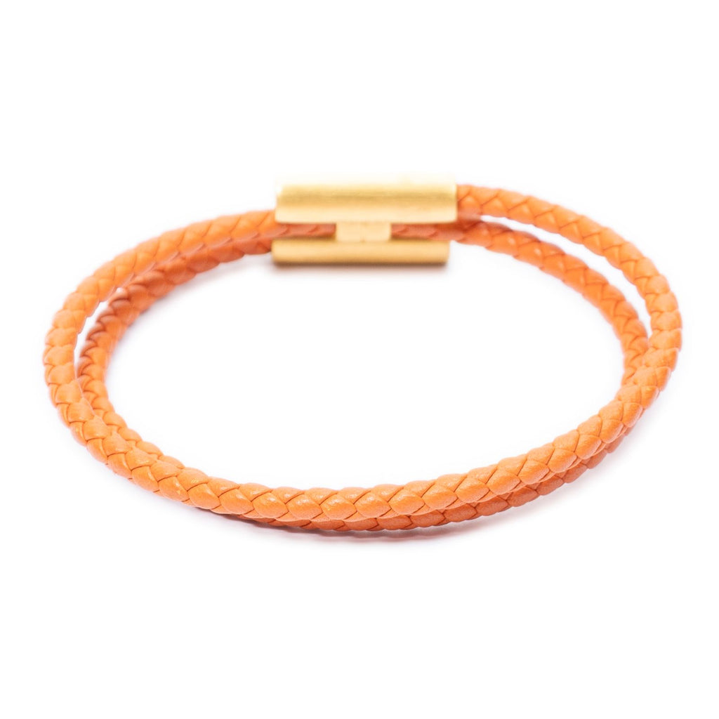 Hermes Tournis Tresse Bracelet Orange Calfskin — view 2