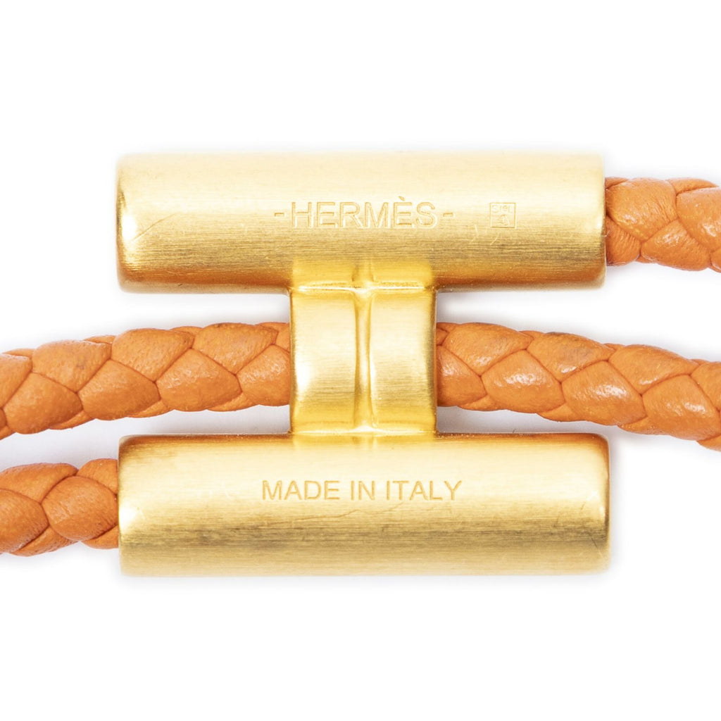 Hermes Tournis Tresse Bracelet Orange Calfskin — view 4