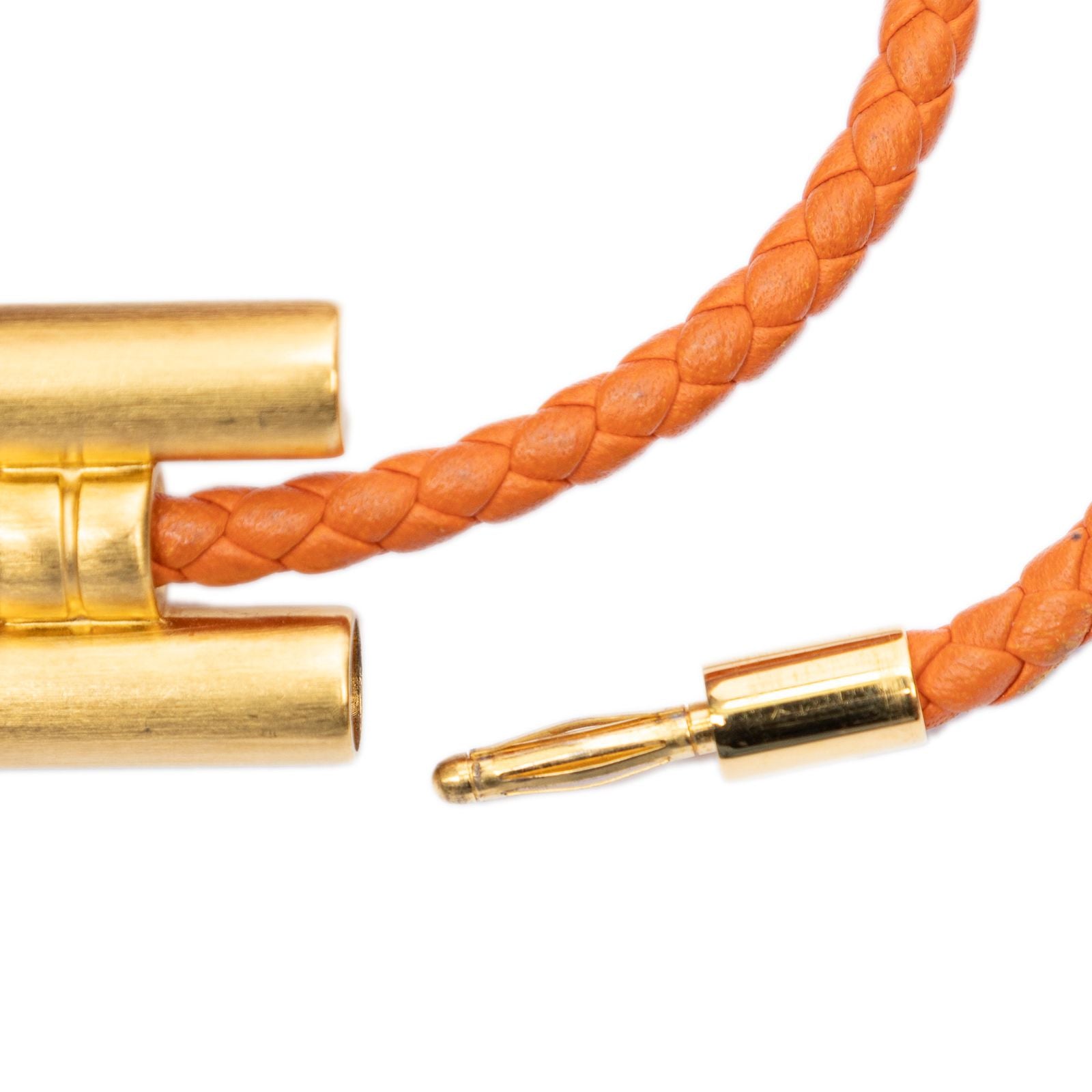 Hermes Tournis Tresse Bracelet Orange Calfskin — view 3