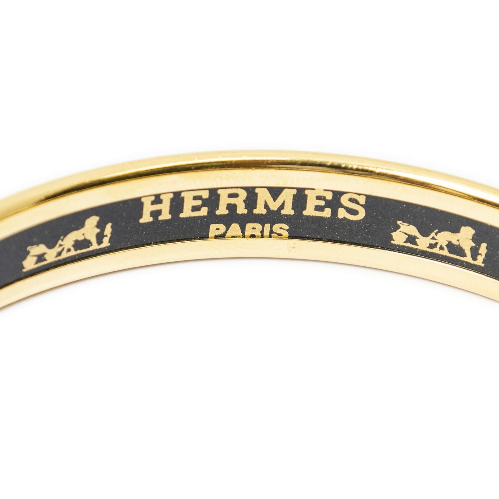Hermes Enamel Bangle Black Brown Belt Motif Bracelet — view 4