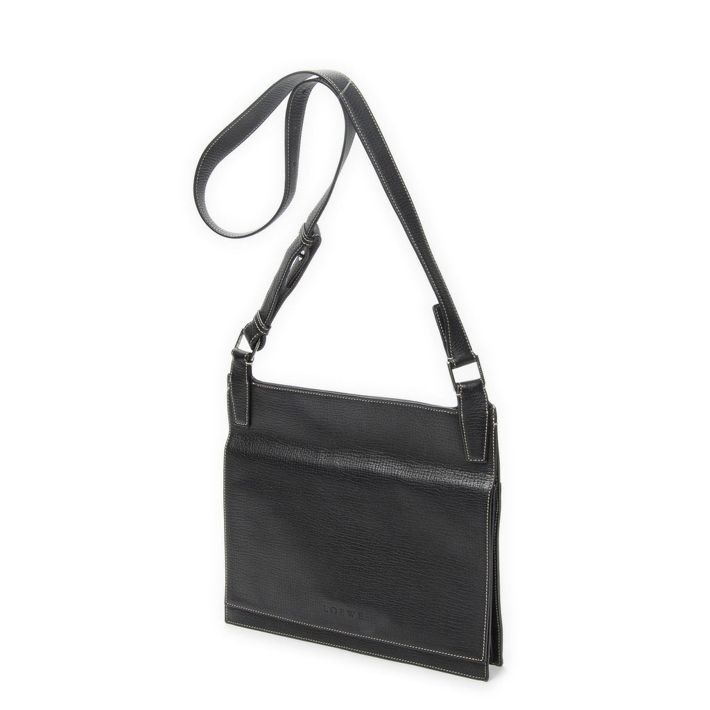Loewe Flatmessenger Black Grain Calf Leather Shoulder — view 2