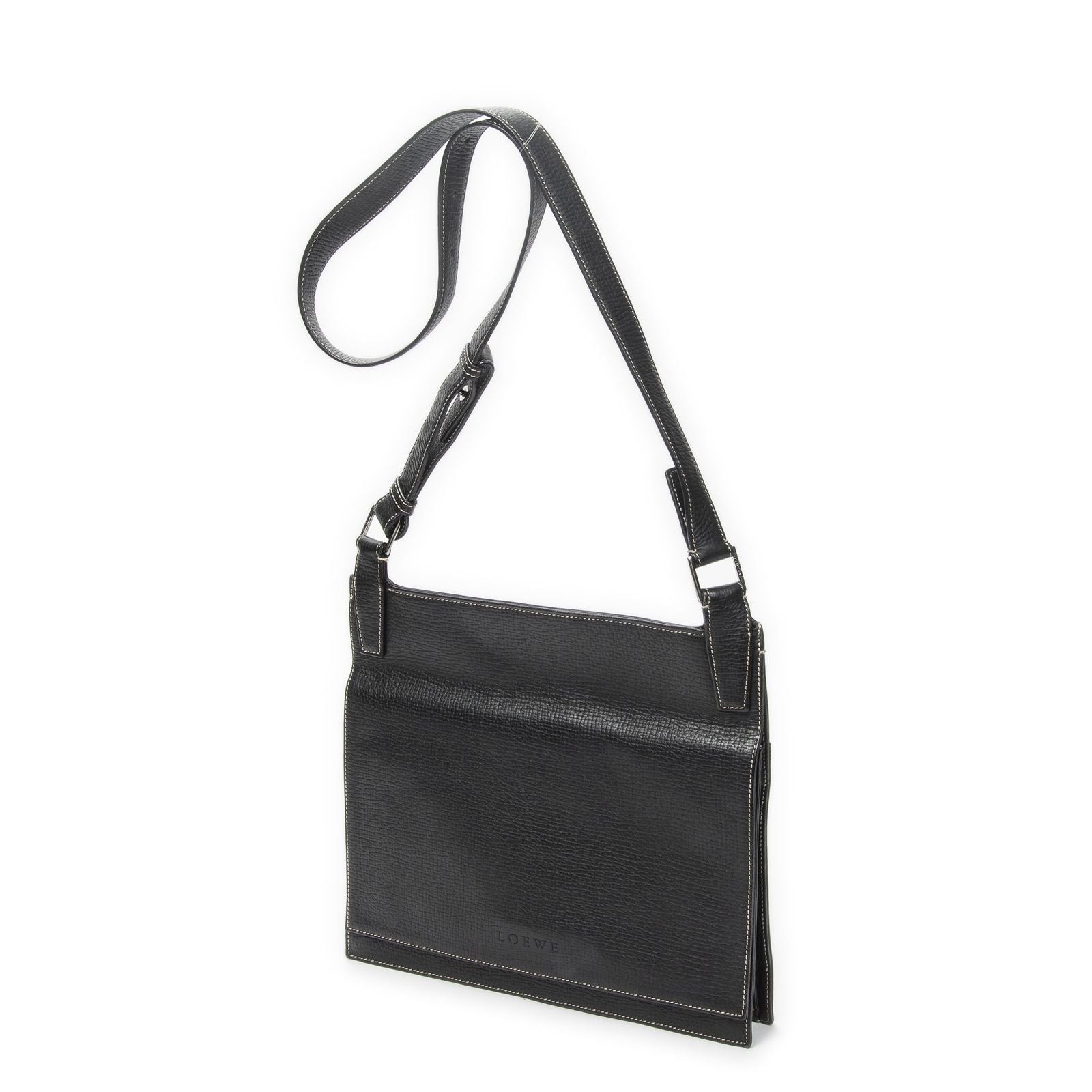 Loewe Flatmessenger Black Grain Calf Leather Shoulder — view 2