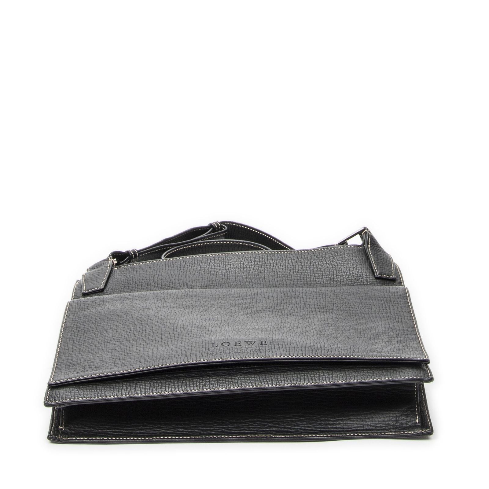 Loewe Flatmessenger Black Grain Calf Leather Shoulder — view 6