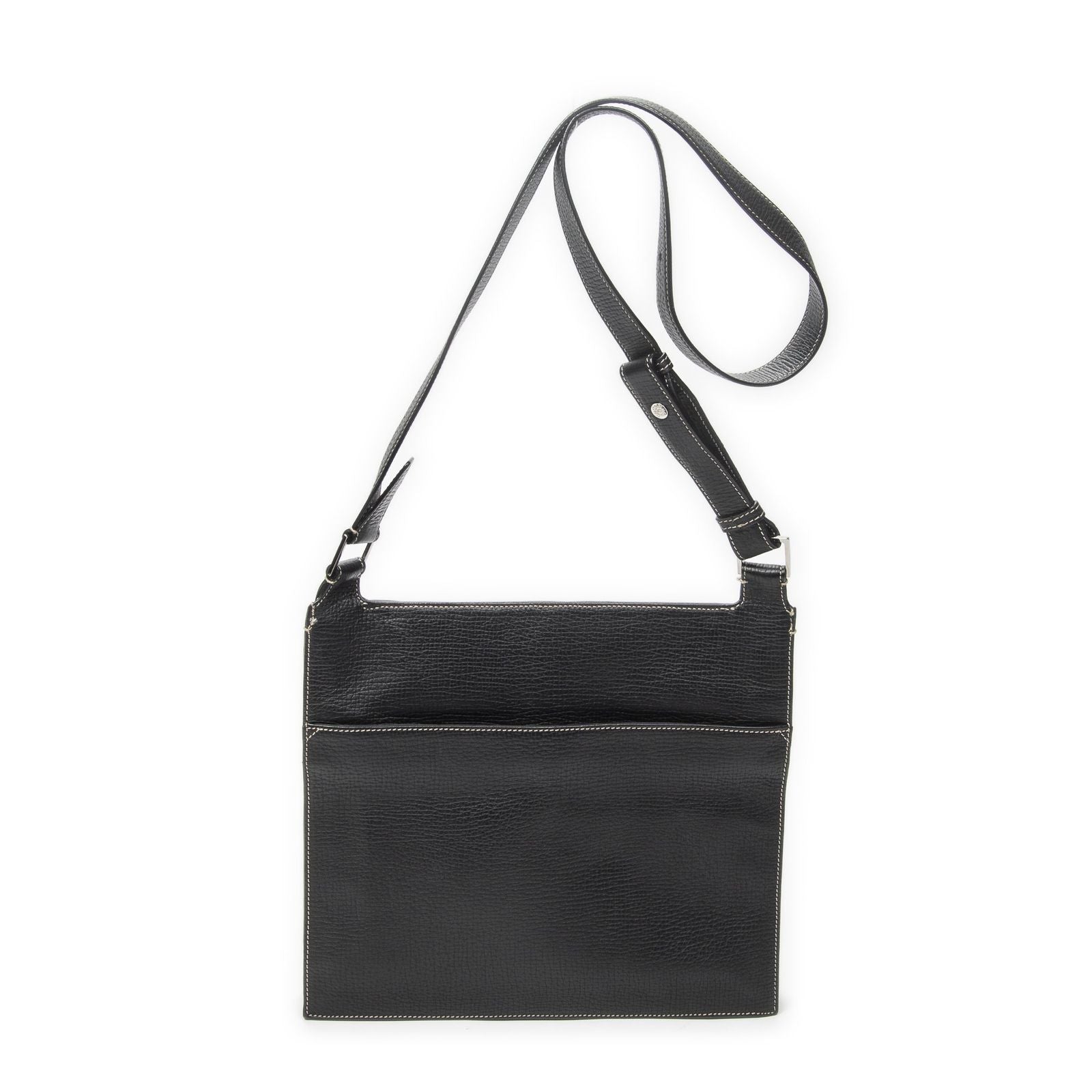 Loewe Flatmessenger Black Grain Calf Leather Shoulder — view 5