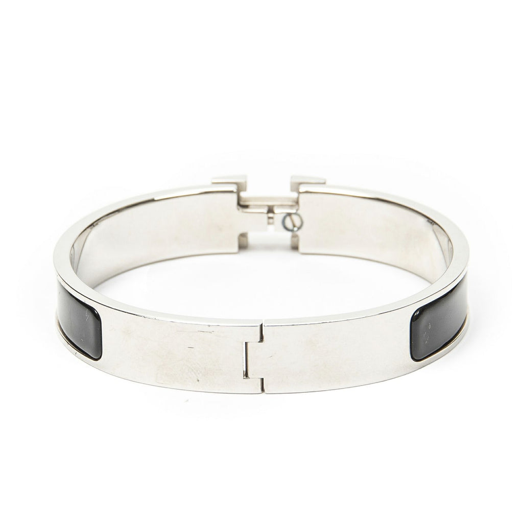 Hermes Clic Clac Bracelet Black Silver Plating — view 3