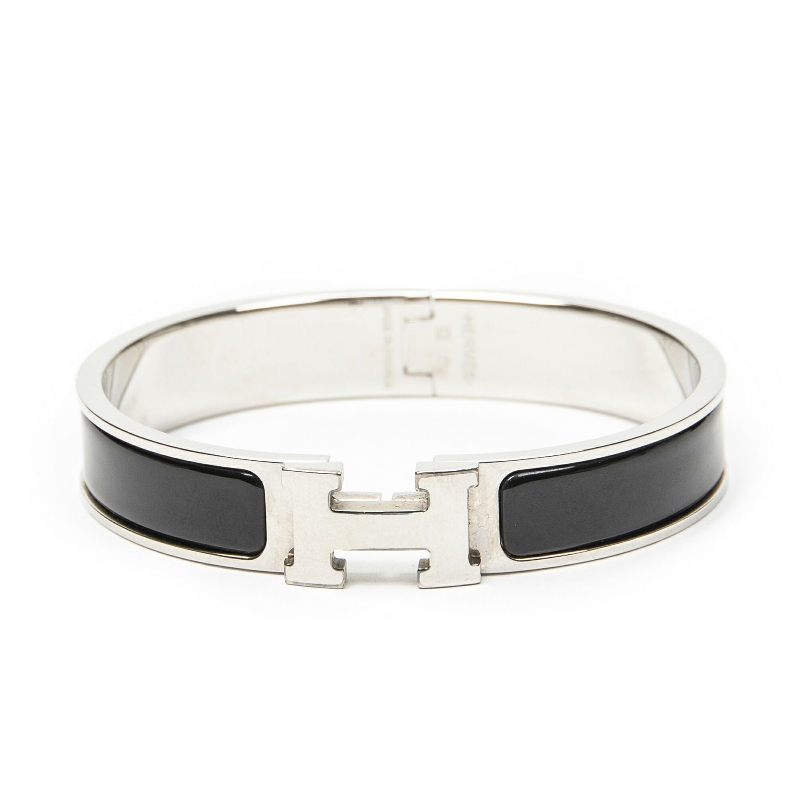 Hermes Clic Clac Bracelet Black Silver Plating — view 2