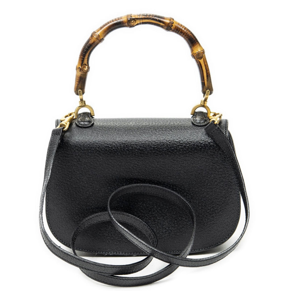 Gucci Bamboo Top Handle Flap Black Calfskin Leather — view 5