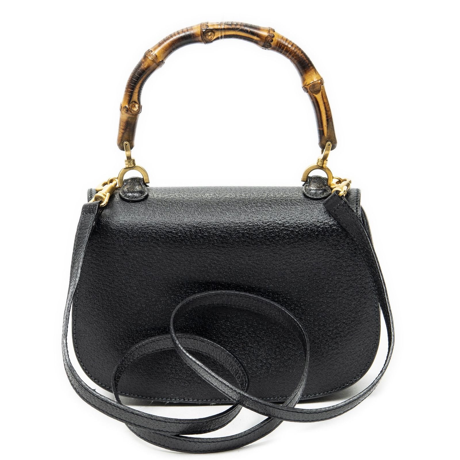 Gucci Bamboo Top Handle Flap Black Calfskin Leather — view 5
