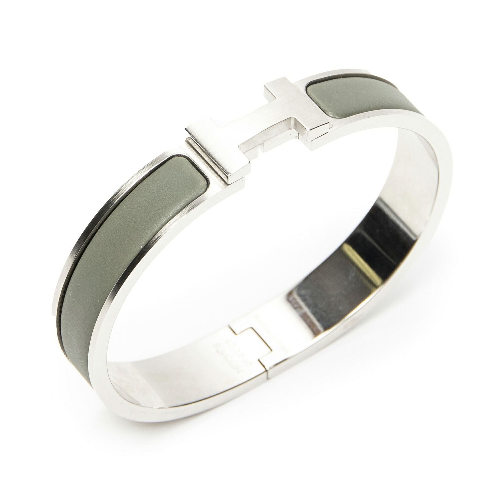 Hermes Clic HH Bracelet Green Silver Plating