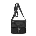 Prada Small Buckle Flap Messenger Black Nylon Canvas