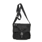 Prada Small Buckle Flap Messenger Black Nylon Canvas