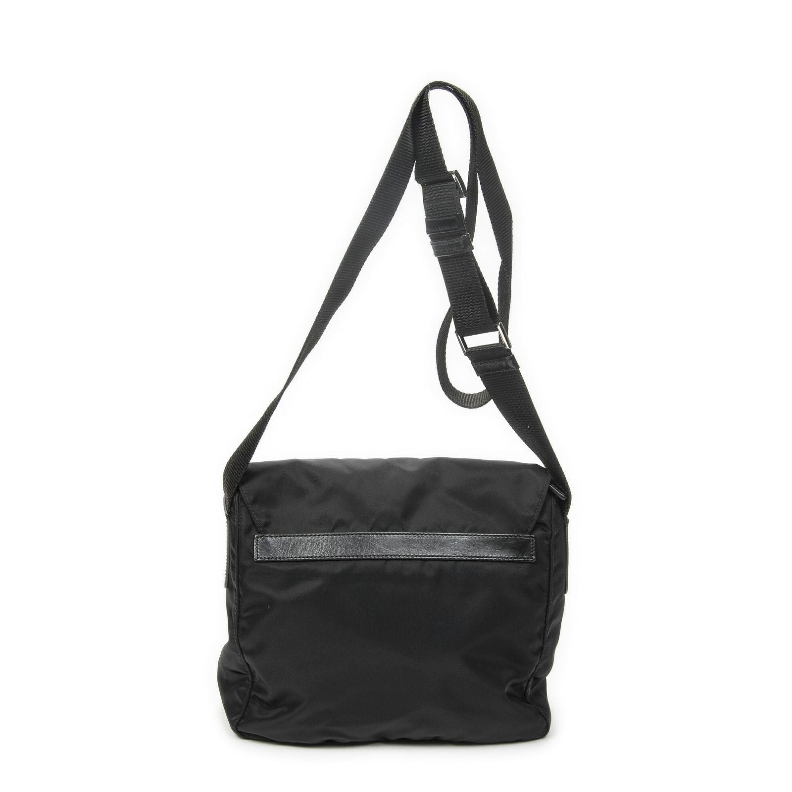Prada Small Buckle Flap Messenger Black Nylon Canvas — view 5