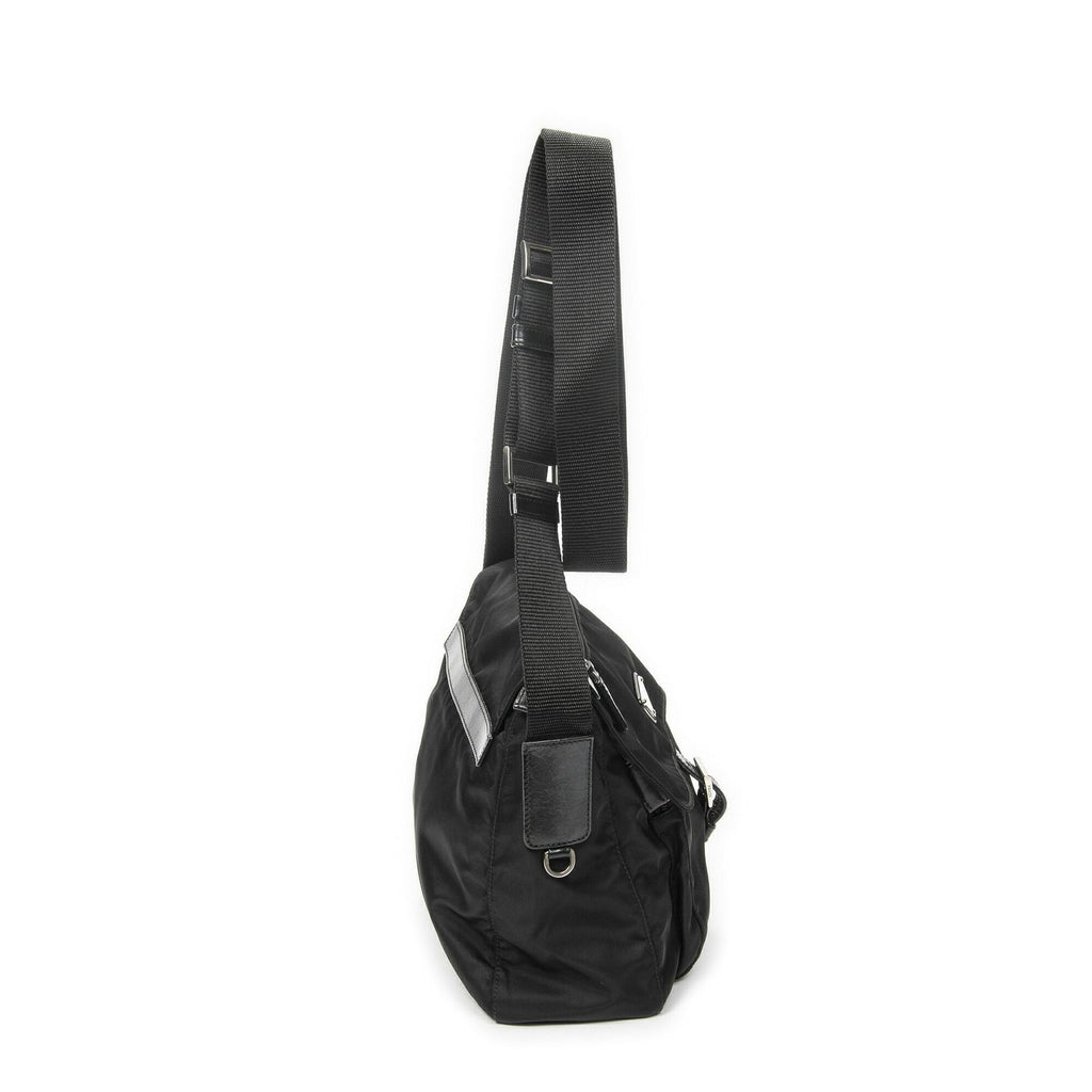 Prada Small Buckle Flap Messenger Black Nylon Canvas — view 4