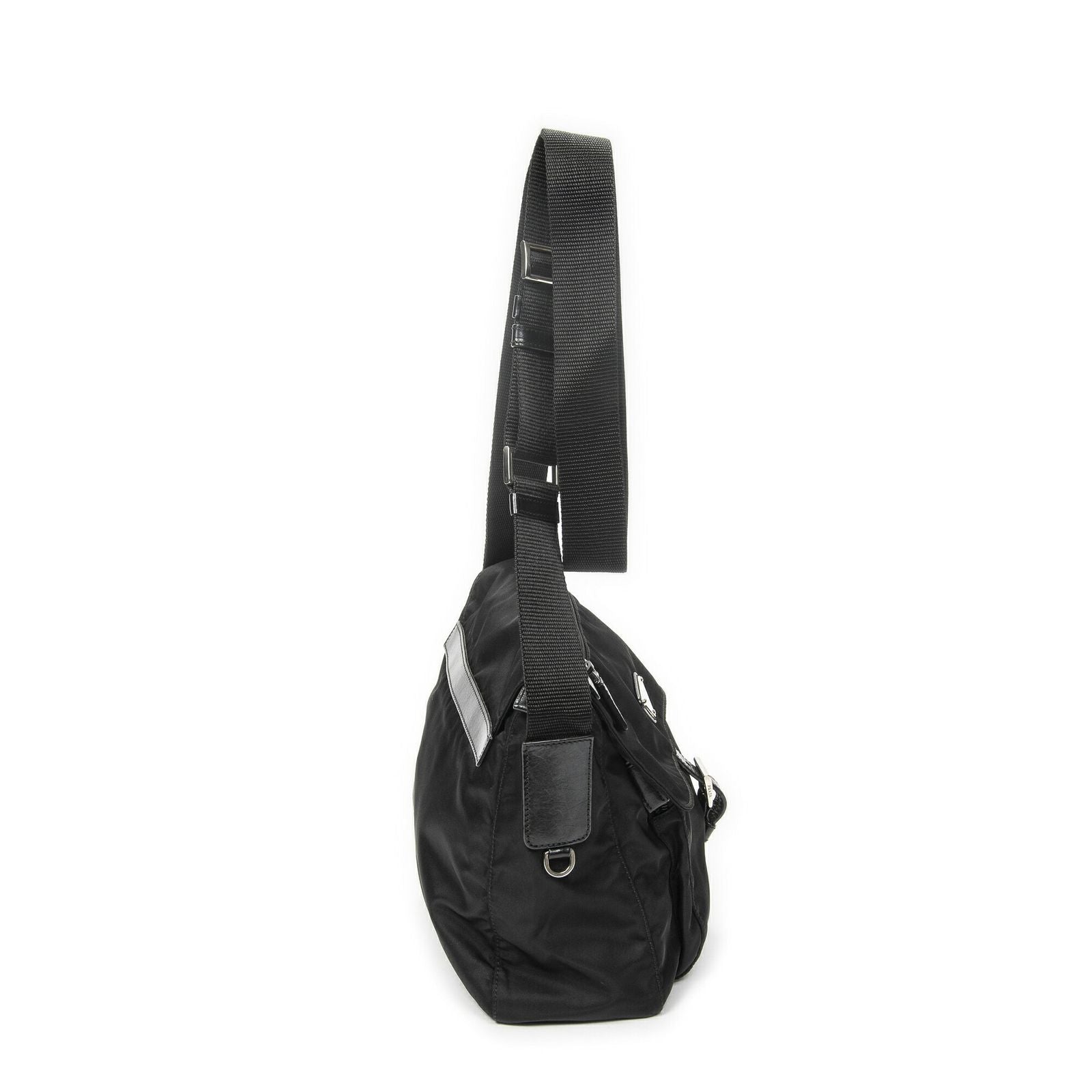 Prada Small Buckle Flap Messenger Black Nylon Canvas — view 4