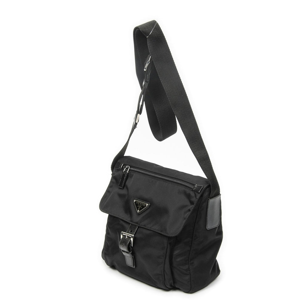 Prada Small Buckle Flap Messenger Black Nylon Canvas — view 2
