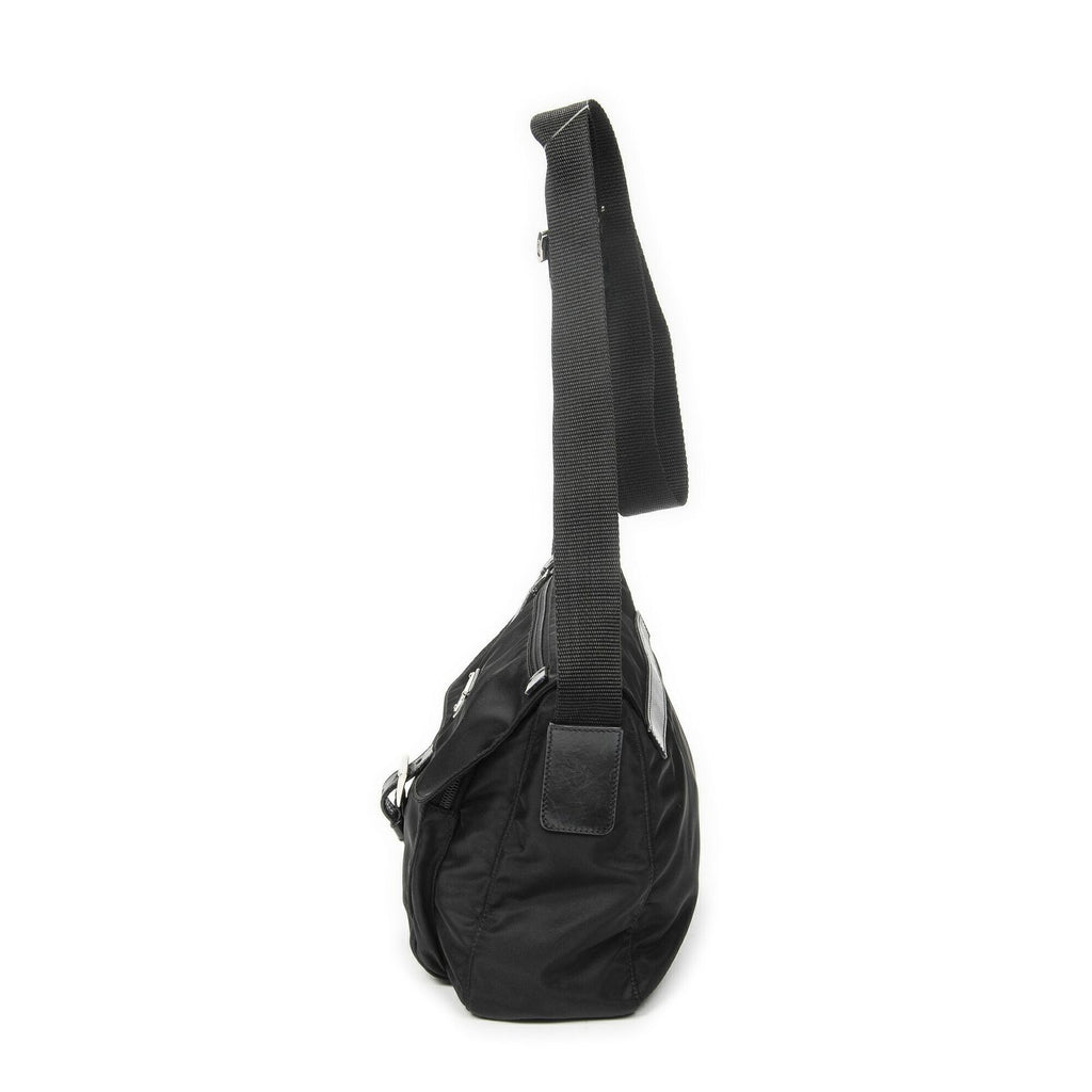 Prada Small Buckle Flap Messenger Black Nylon Canvas — view 3
