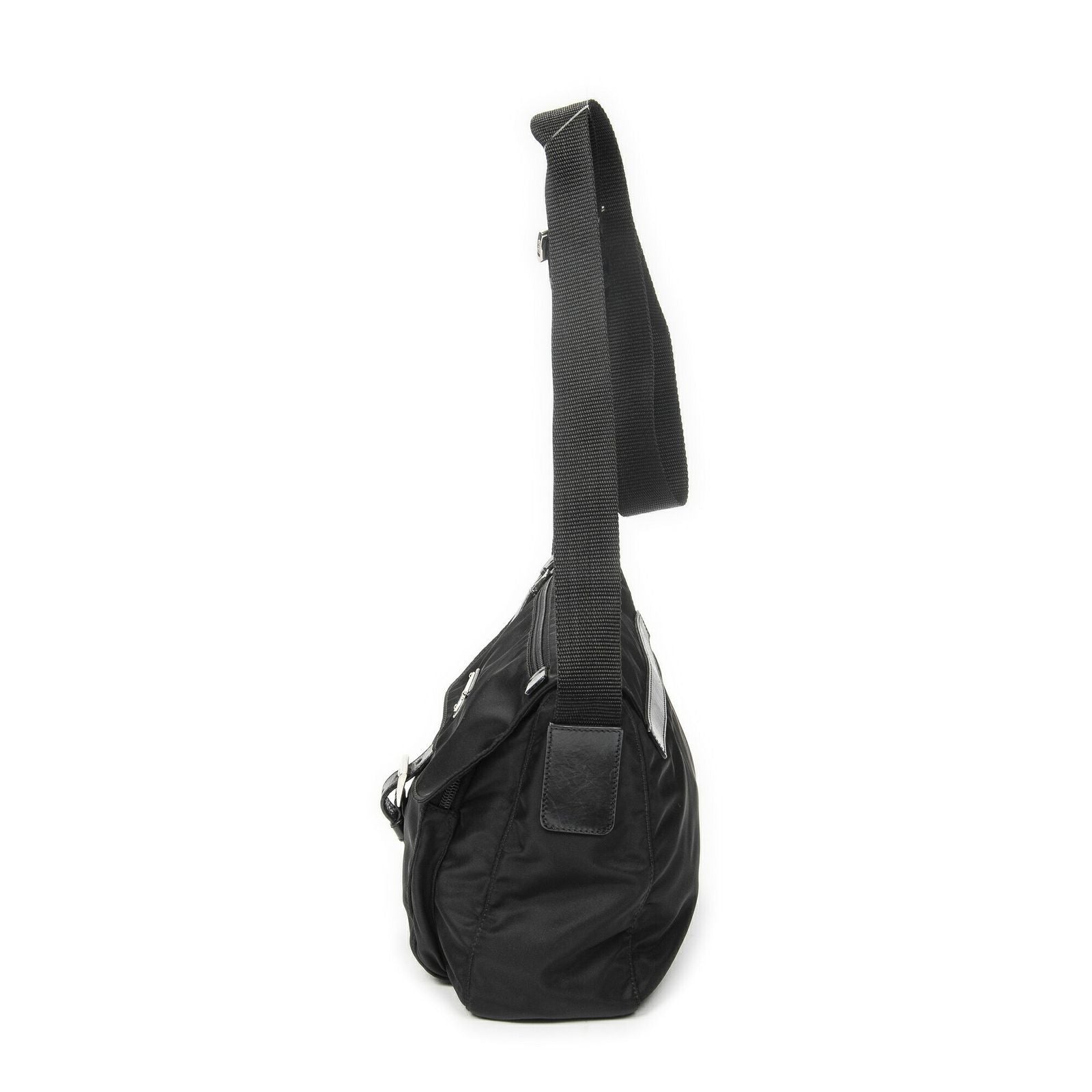 Prada Small Buckle Flap Messenger Black Nylon Canvas — view 3