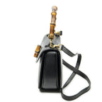 Gucci Bamboo Top Handle Flap Black Calfskin Leather — view 3