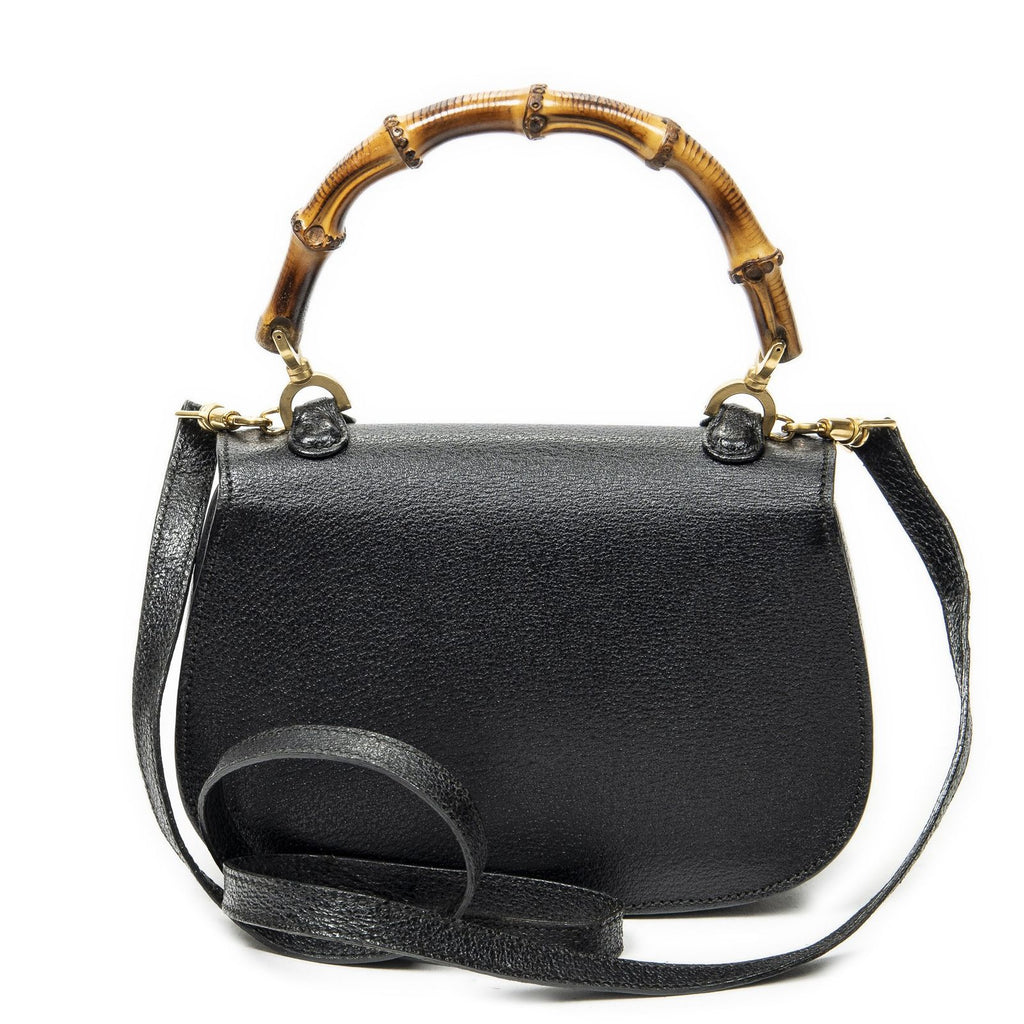 Gucci Bamboo Top Handle Flap Black Calfskin Leather — view 5