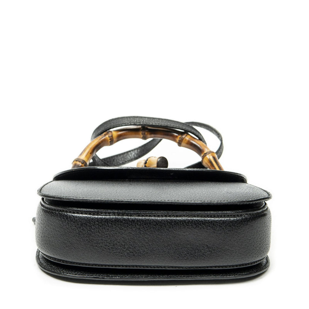 Gucci Bamboo Top Handle Flap Black Calfskin Leather — view 6