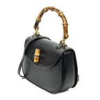 Gucci Bamboo Top Handle Flap Black Calfskin Leather — view 2
