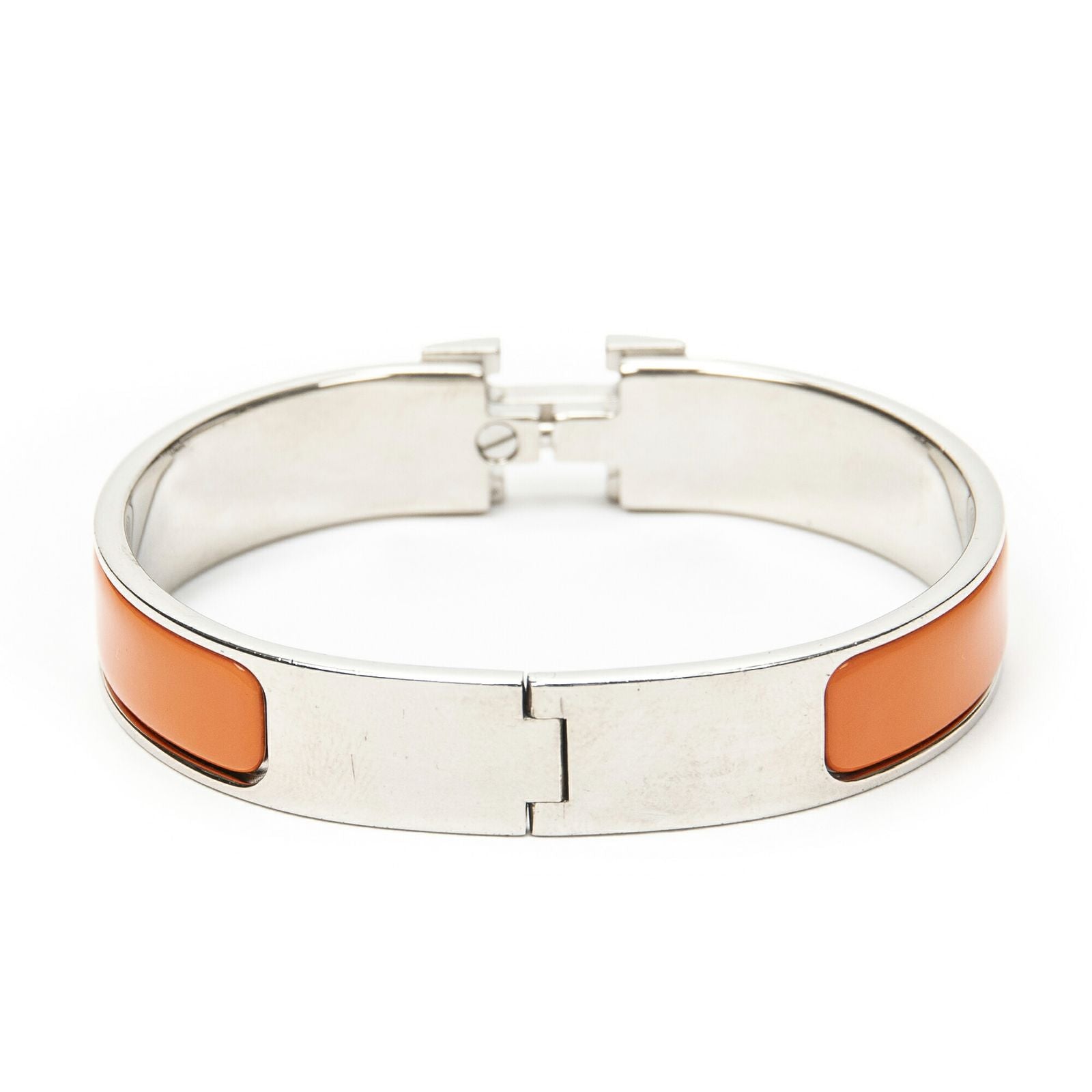 Hermes Clic Clac Bracelet Orange Silver Plating — view 3