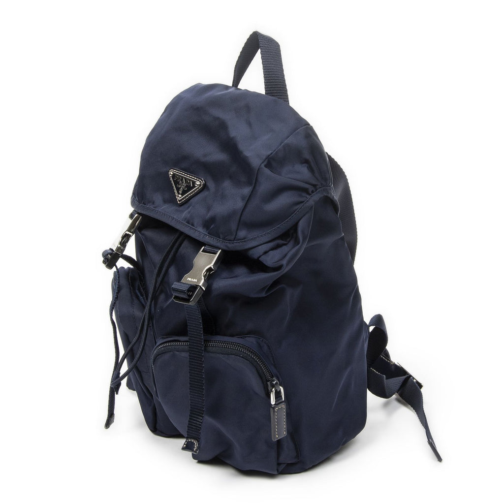 Prada Drawstring Flap Backpack Navy Nylon Canvas — view 2